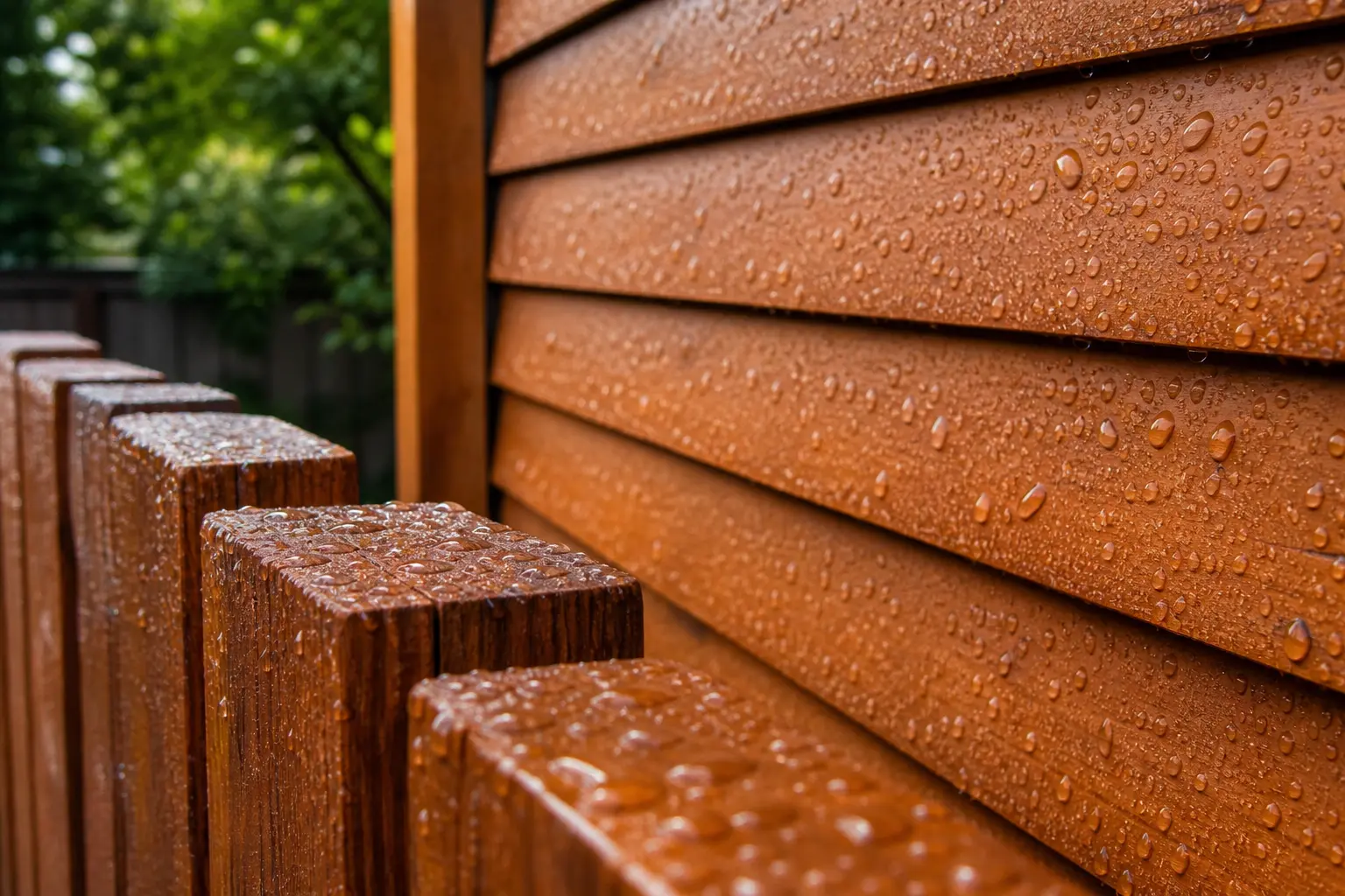 Water beading on wood treated with GoNano Wood Saver