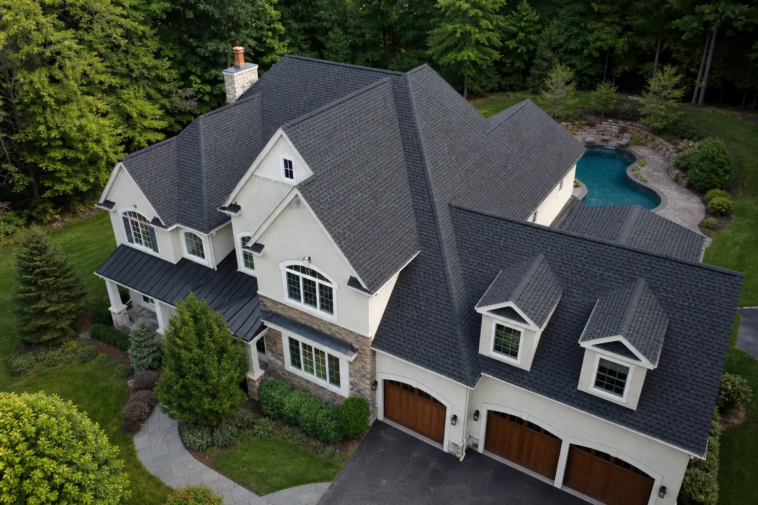 Completed residential roofing project